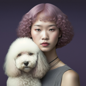 asian girl with poodle